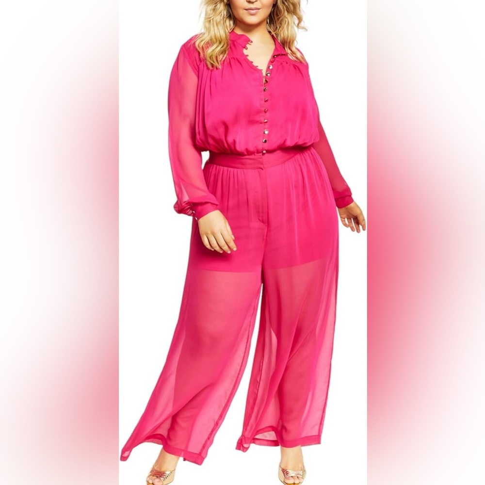 Women's Pink Sheer Jumpsuit